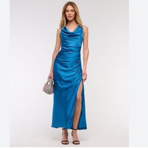 Abercombie and Fitch - Cowl Neck Draped Maxi Dress - Dutch Blue